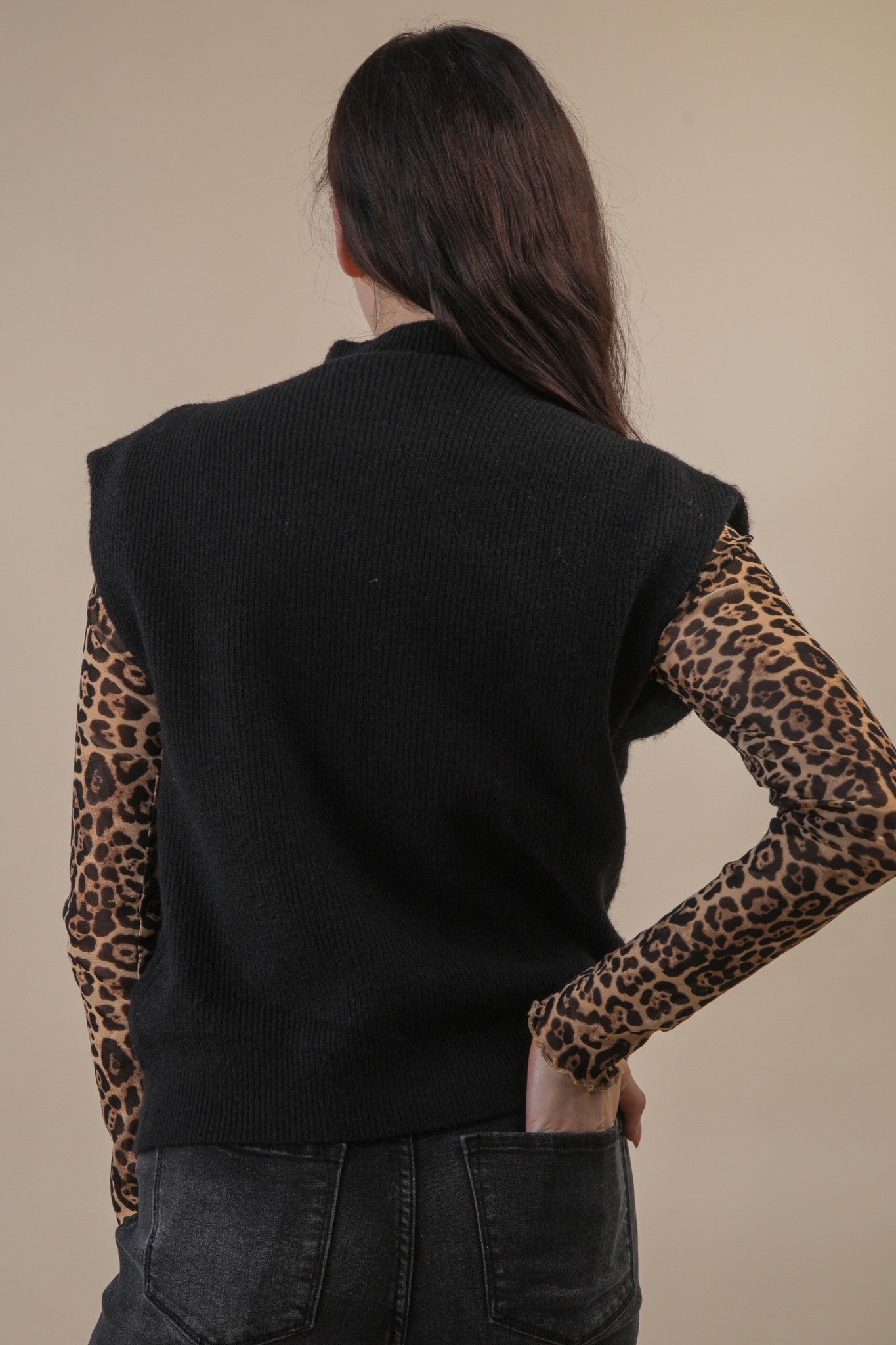 Soft Knit Sweater Vest - Black