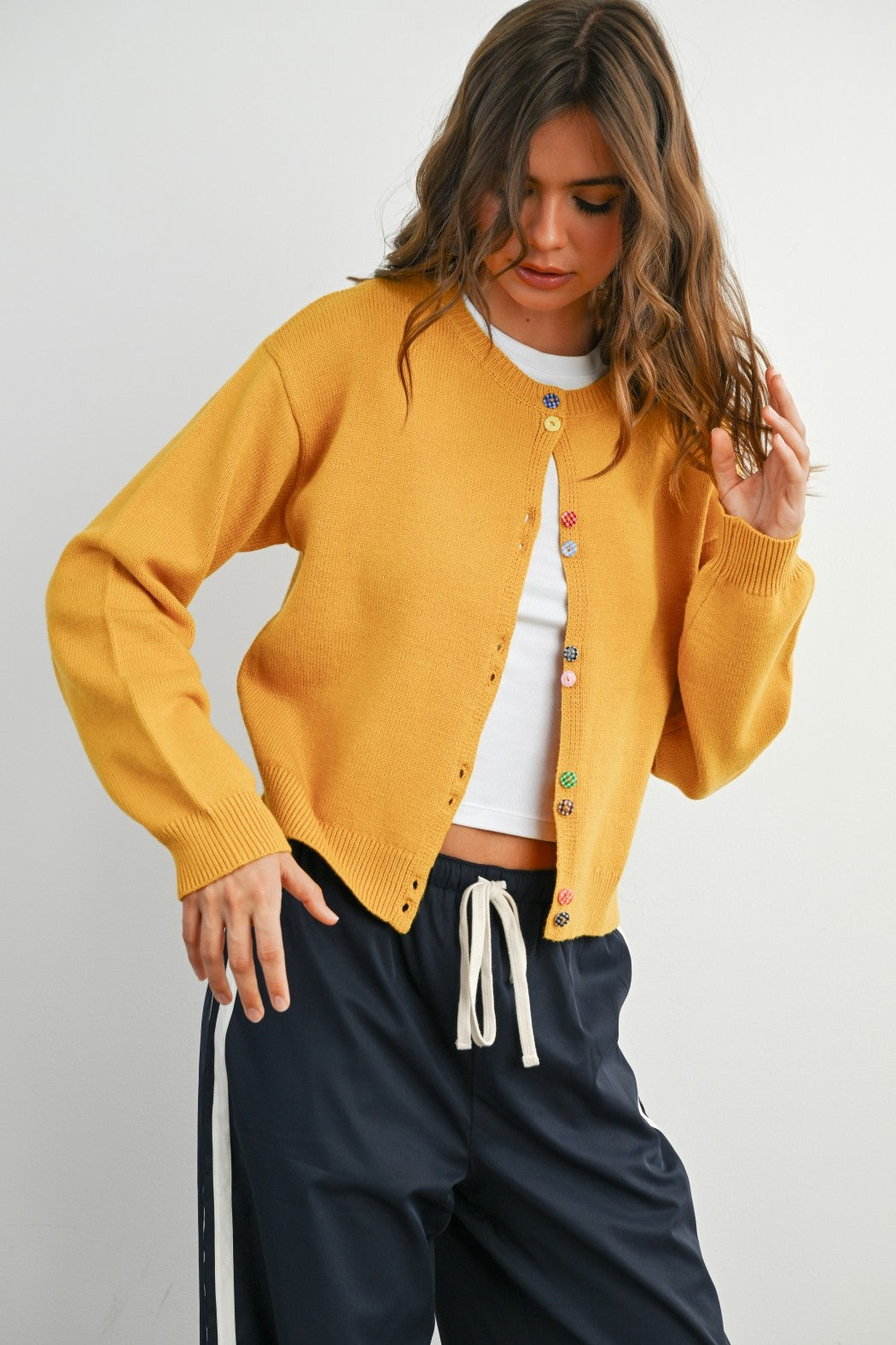 Cropped Cardigan - Mustard
