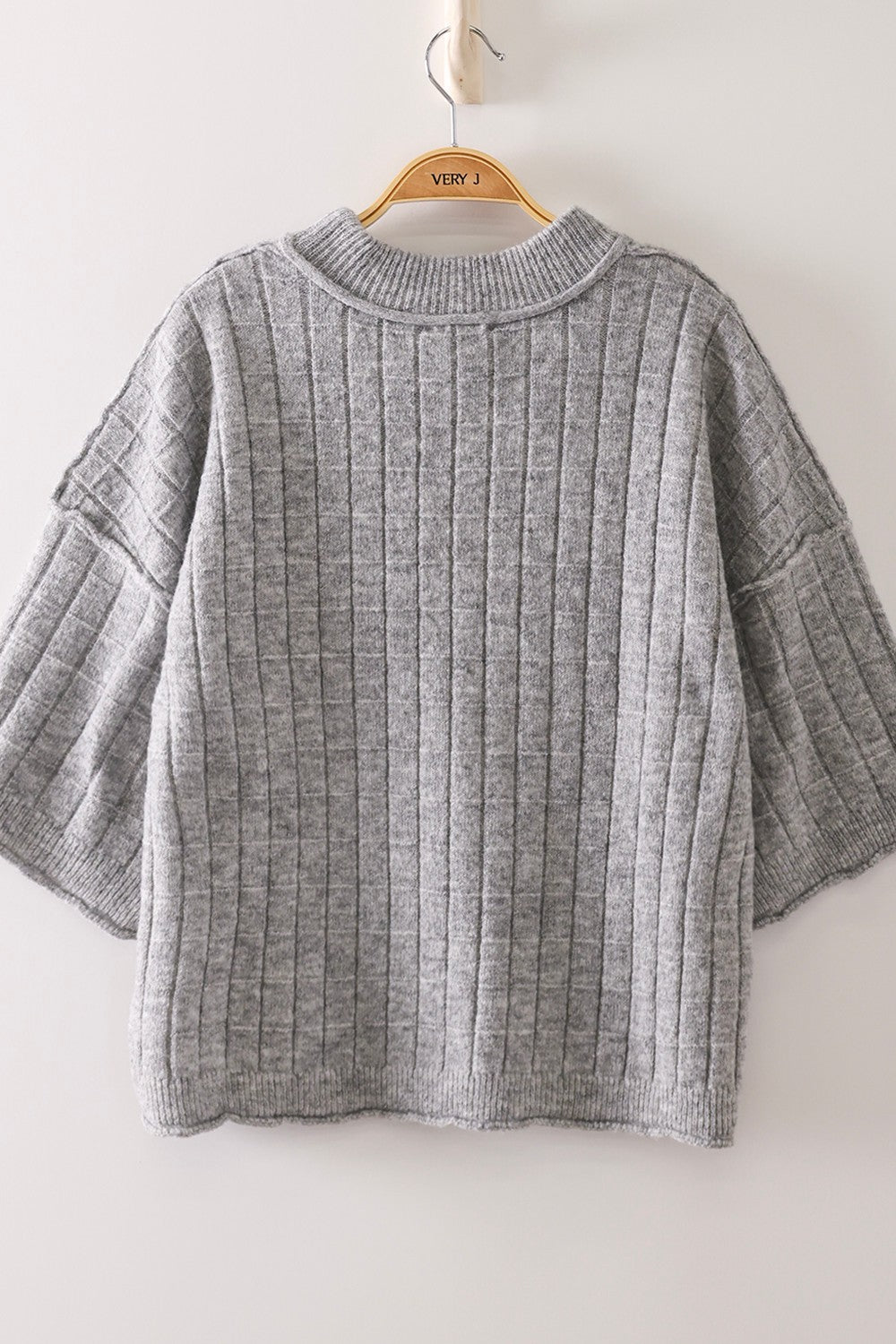 Cropped Knit Sweater - Heather Gray