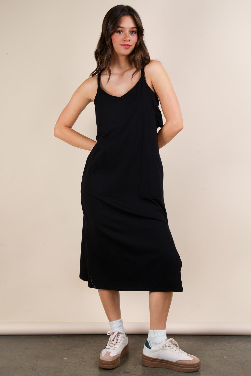 V-neck Sleeveless Casual Comfy Midi Dress