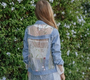 Denim Jacket With Floral Embroidery