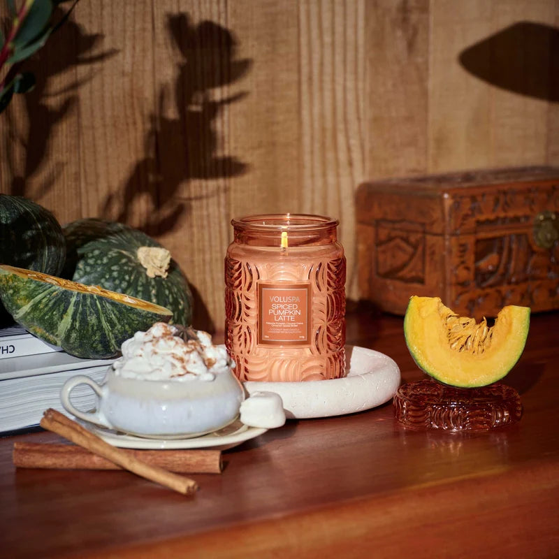 Spiced Pumpkin Latte Large Glass Jar Candle 18oz