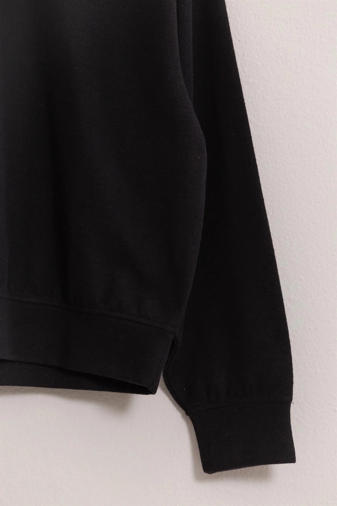 Cozy Funnel Neck Brushed Knit Sweatshirt - Black