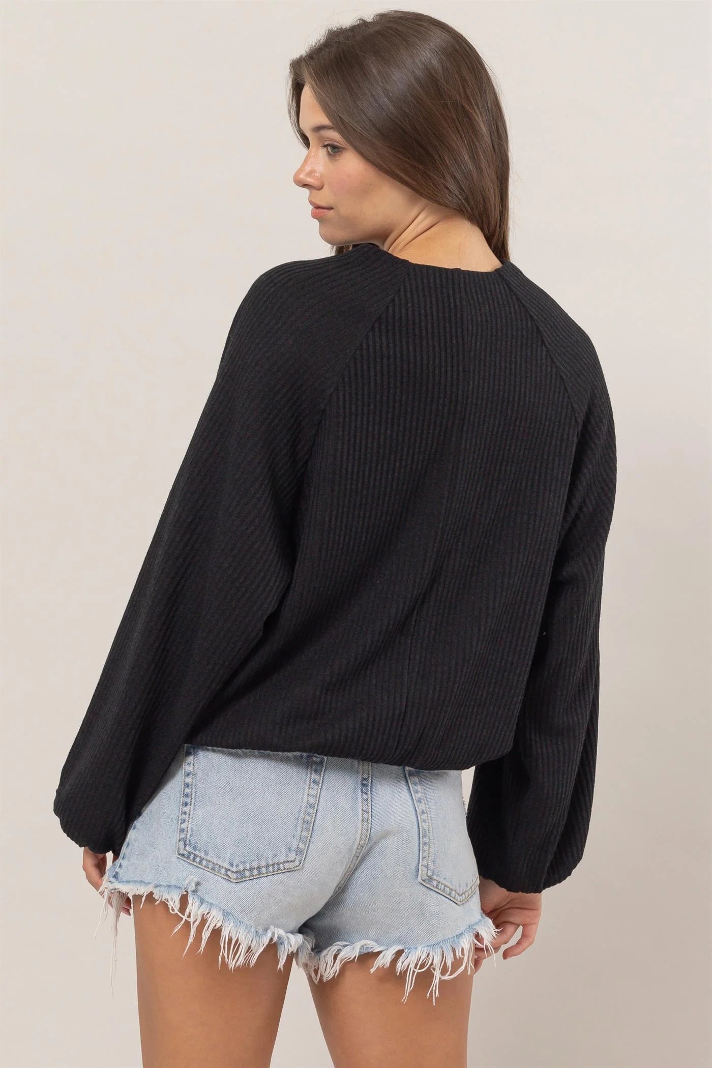 Chic Striped Mock Neck Knit Top