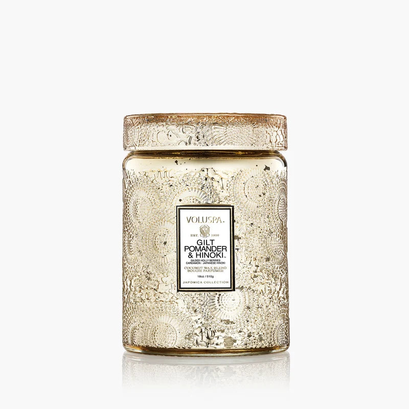 Gilt Pomander & Hinoki Large Glass Jar Candle 18oz
