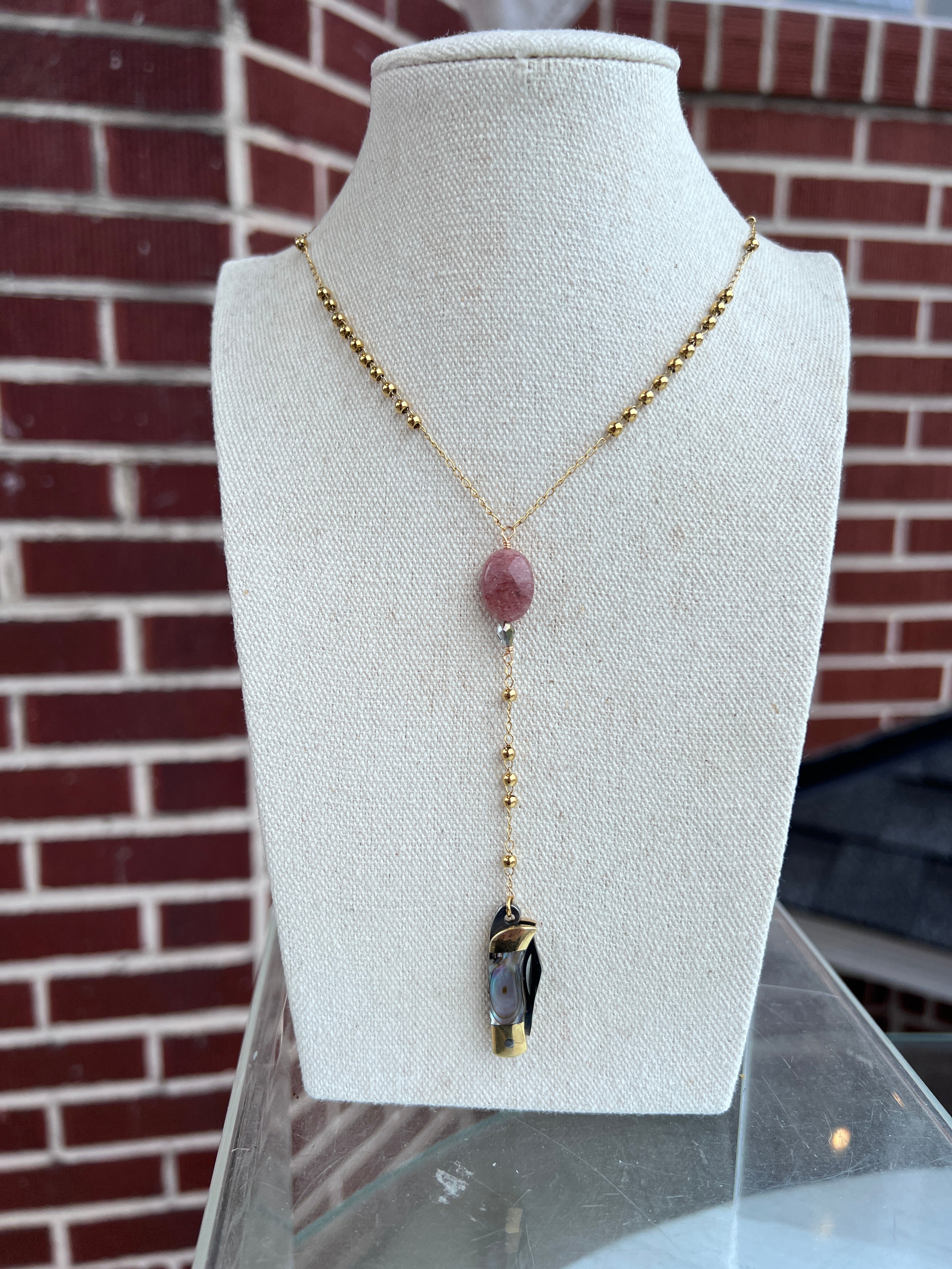 Y Lariat Gemstone Knife Necklace