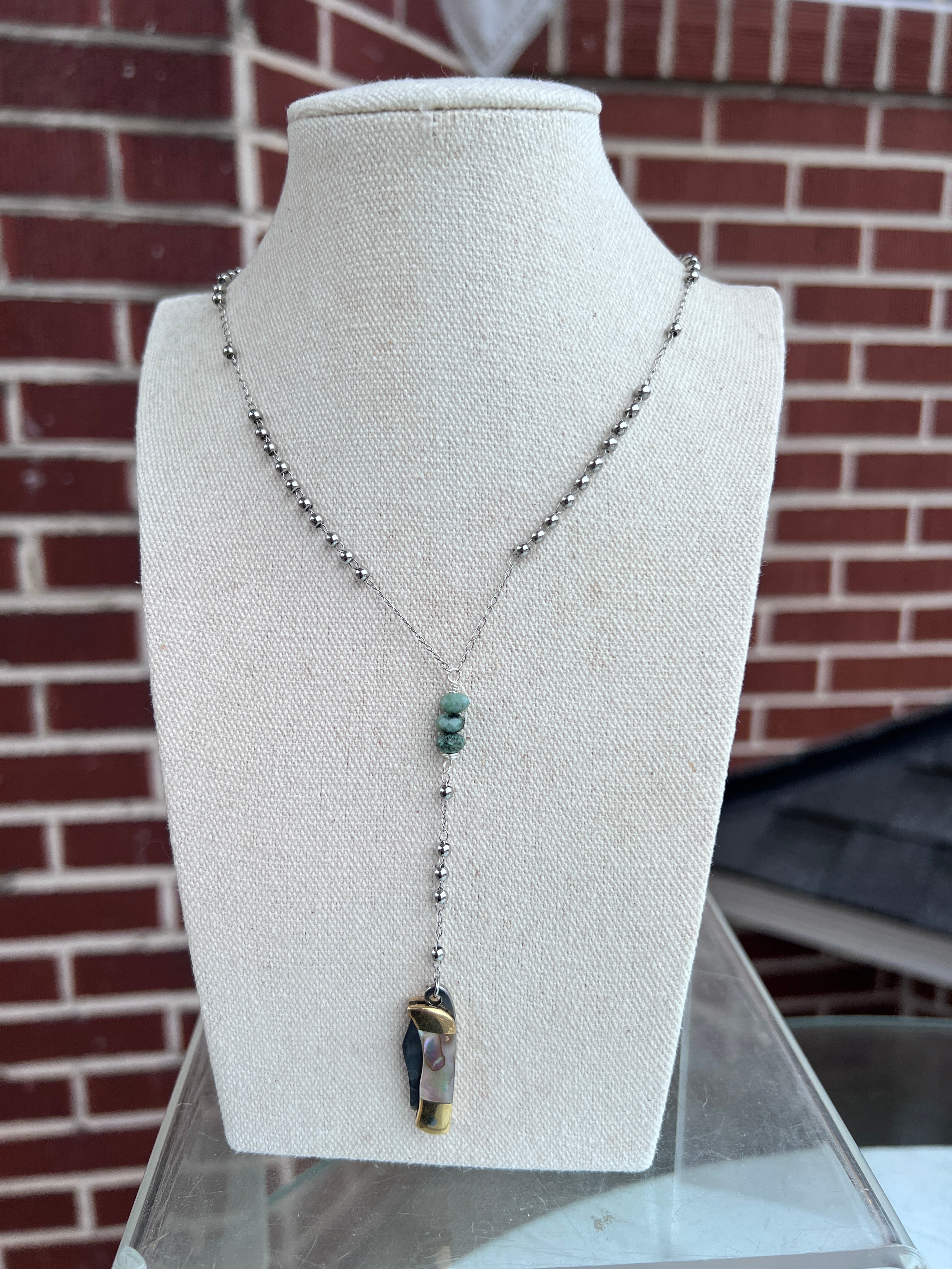 Y Lariat Gemstone Knife Necklace
