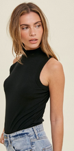 Load image into Gallery viewer, Ribbed Knit Mock Neck Tank - Black