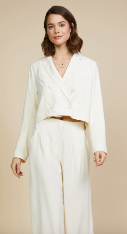 Off White Crop Blazer