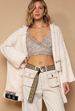 Load image into Gallery viewer, Chenille Cable Knit Cardigan - Powder Beige