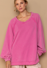 Load image into Gallery viewer, Balloon Sleeve French Terry Sweater - Peony Pink