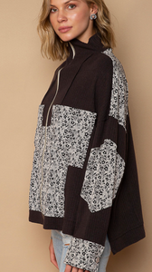Printed Zip Up - Charcoal