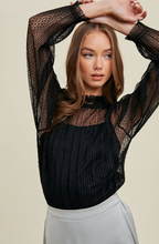 Load image into Gallery viewer, Lace Balloon Sleeve Blouse - Black