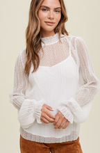 Load image into Gallery viewer, Lace Balloon Sleeve Blouse - Ivory
