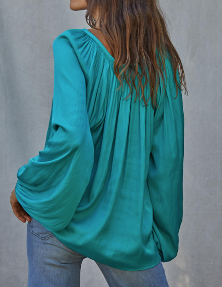 Sue Satin Top - Jade