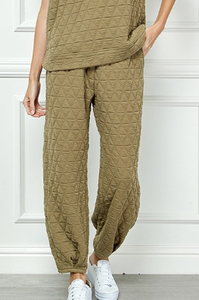 Olive Quilted Jogger Pants