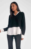 Long Sleeve Shirt + Sweater Combo - Black