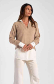 Long Sleeve Shirt + Sweater Combo - Taupe