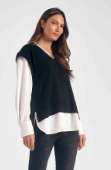 Sweater Vest + Shirt Combo Black
