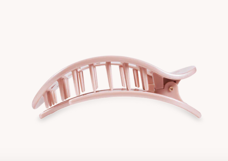 Small Round Flat Hair Clip - Pearly Pink