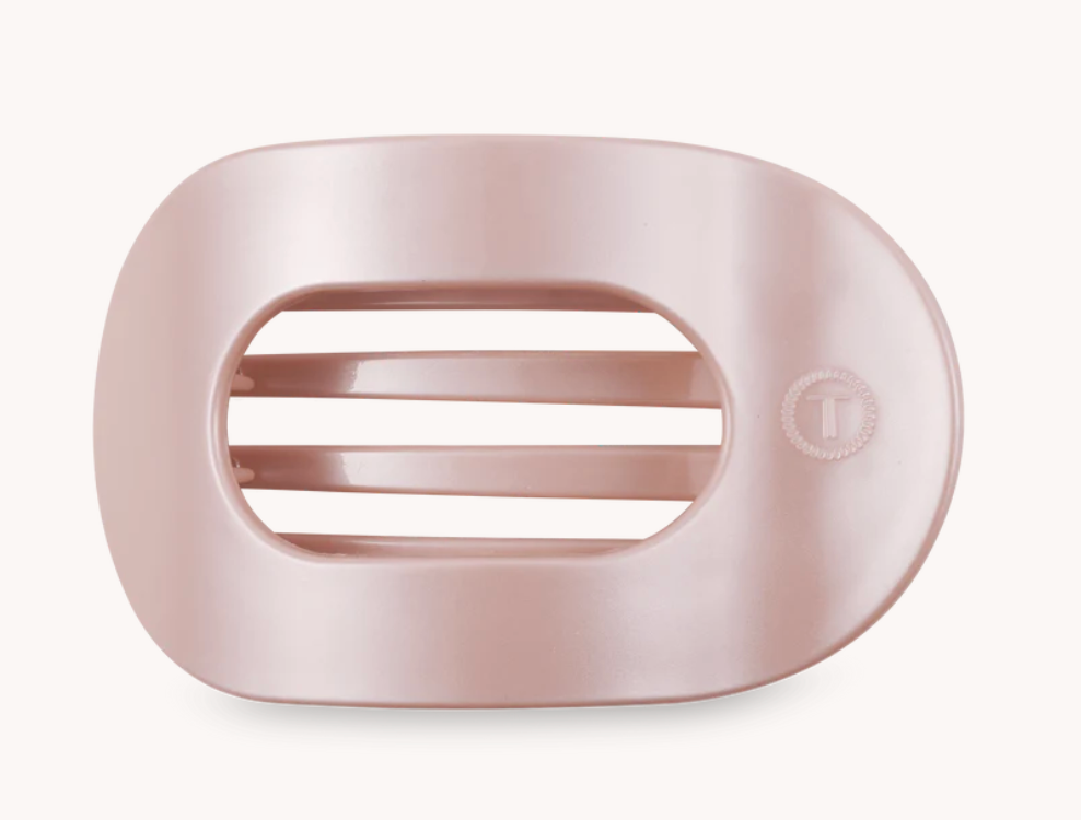 Large Round Flat Hair Clip - Pearly Pink