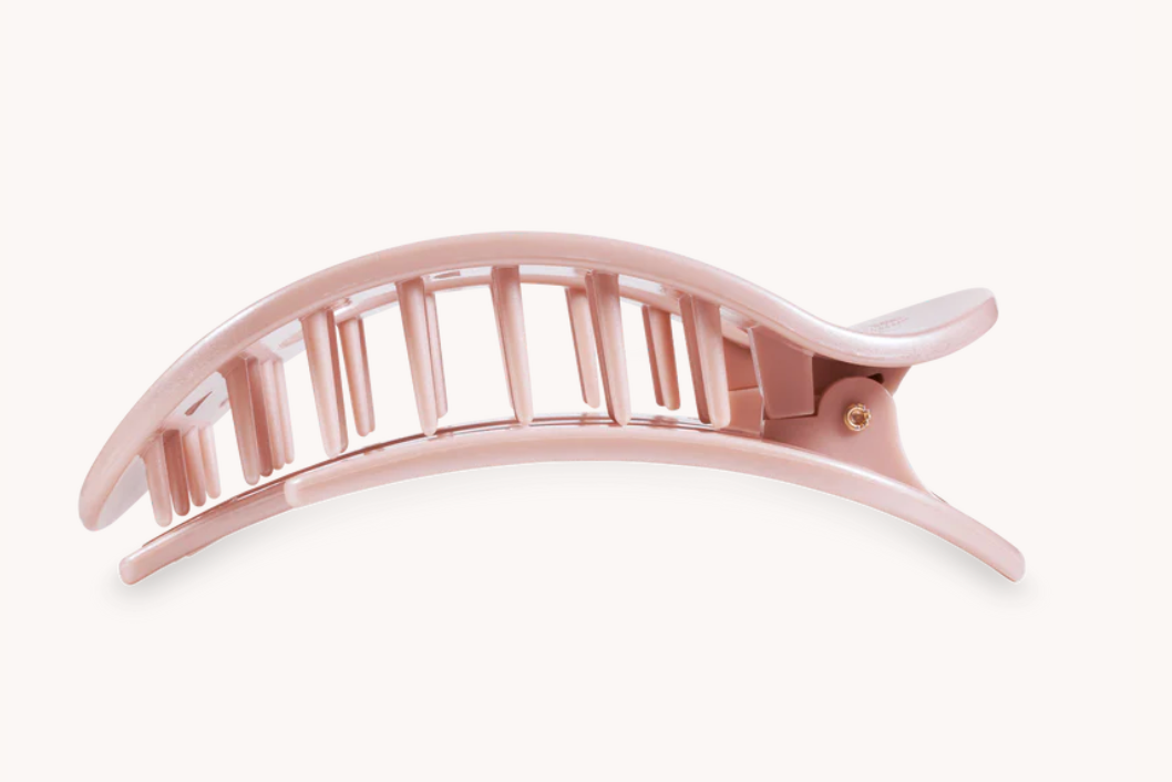 Large Round Flat Hair Clip - Pearly Pink