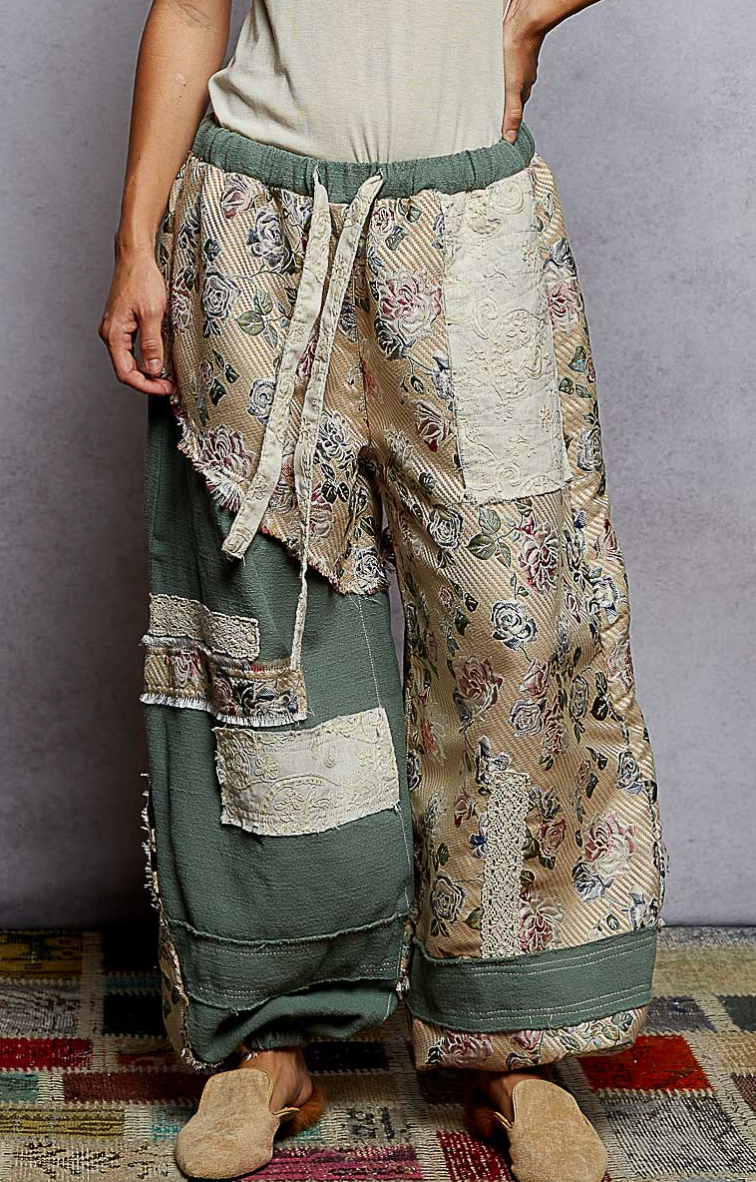 Seafoam Green Patchwork Pants