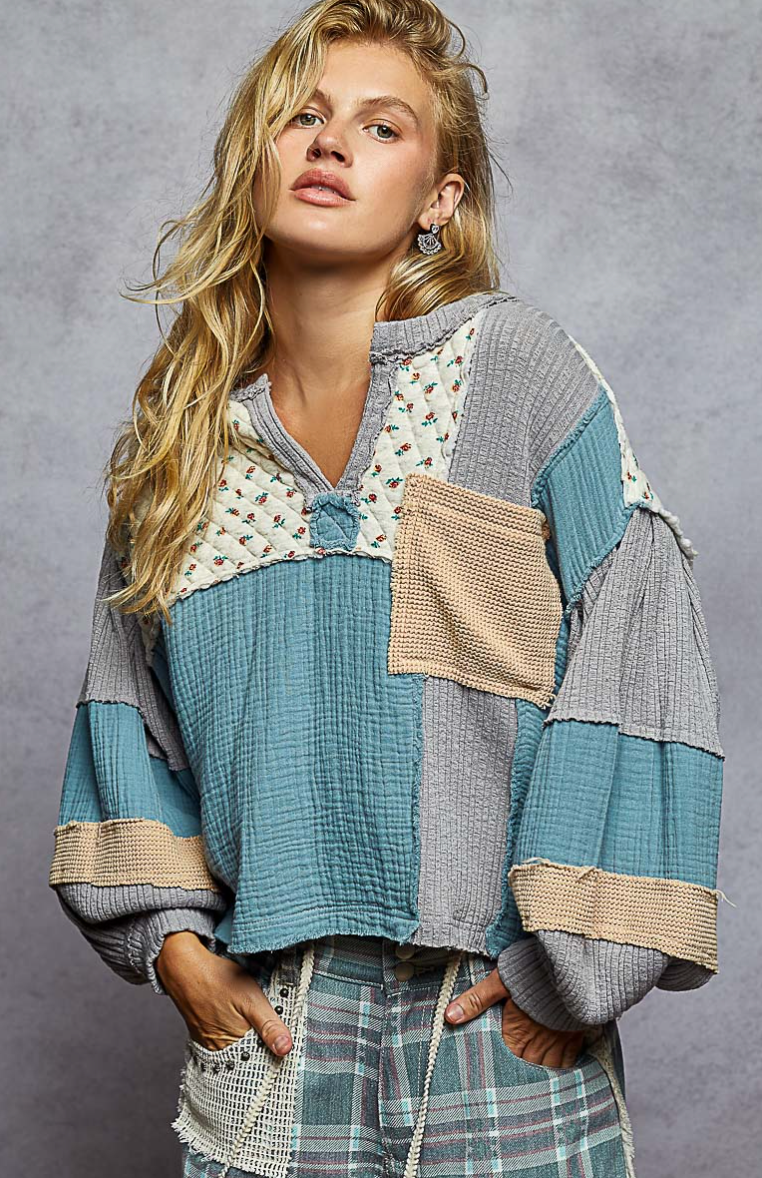 Azure Blue Oversized Gauze Top