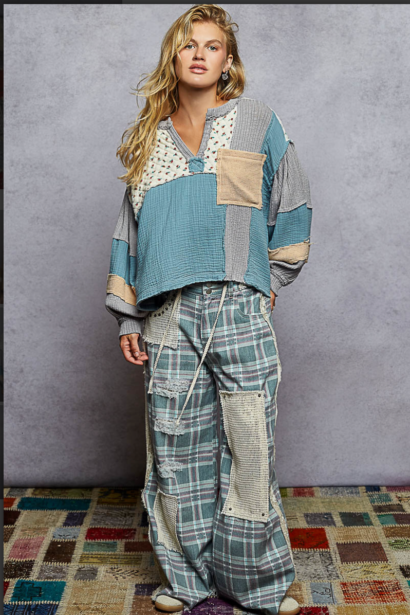 Azure Blue Oversized Gauze Top