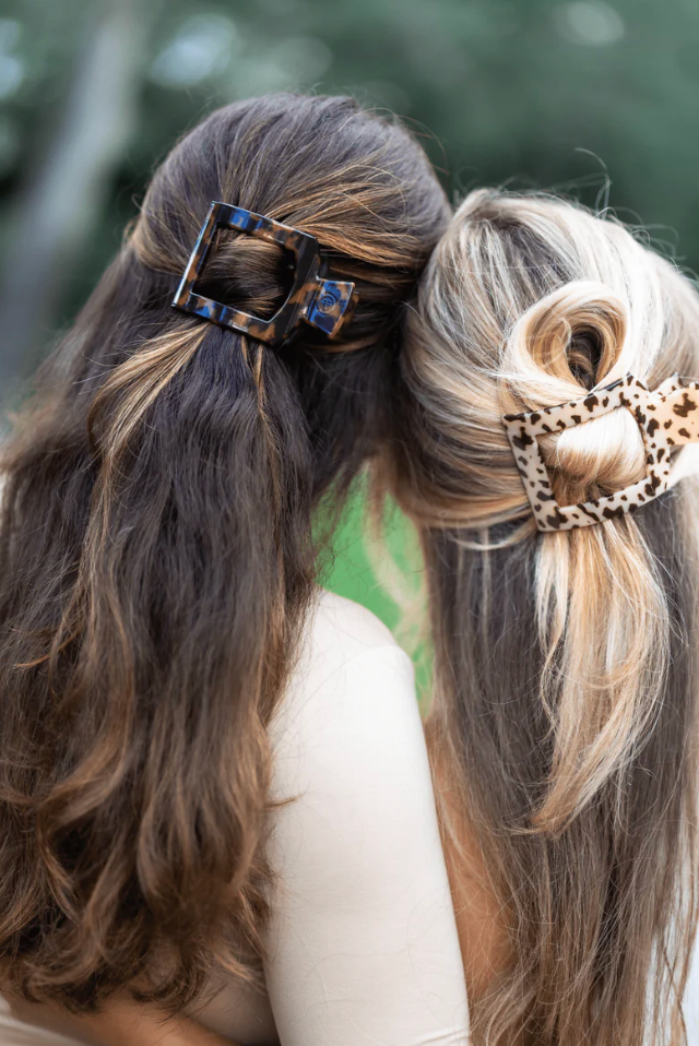 Tortoise Medium Flat Square Hair Clip