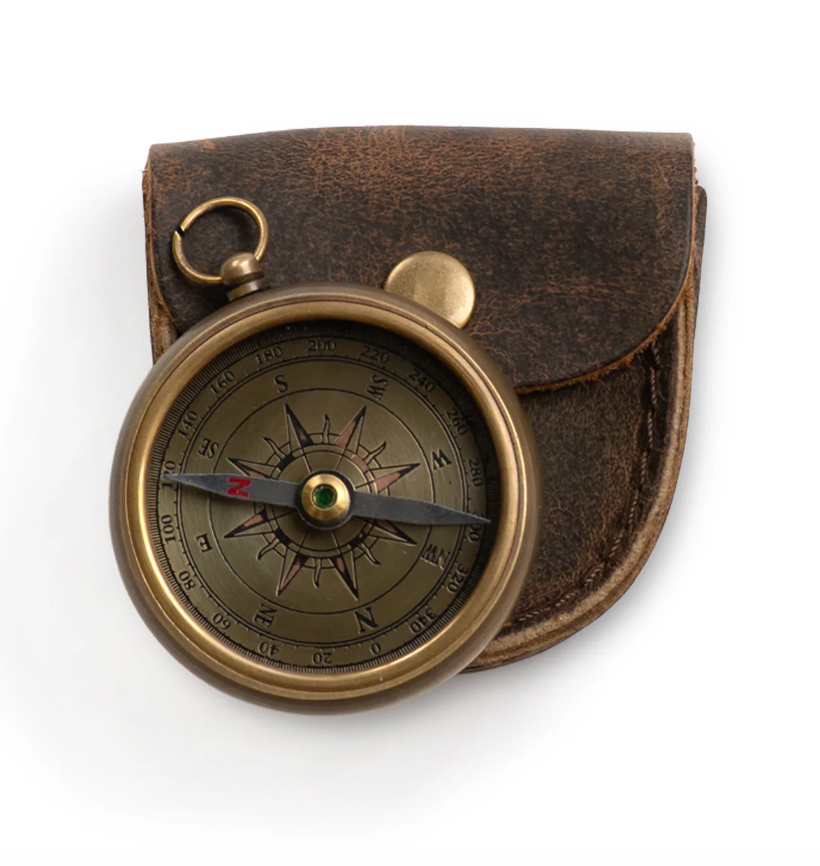 J. Cricket Compass with Leather Pouch