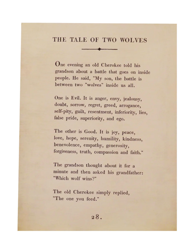 Tale Of Two Wolves Book Collection Art Poster - Cream