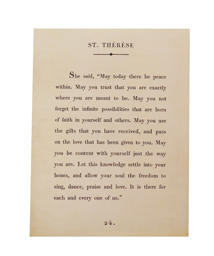 St. Therese Book Collection Art Poster - Cream