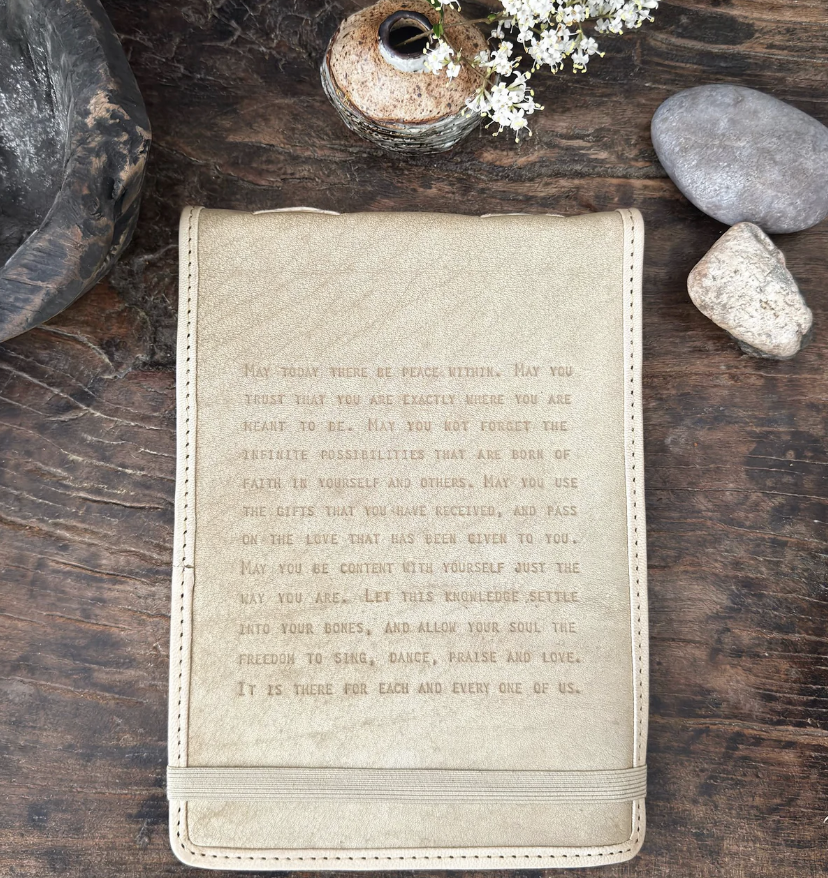 May Today There Be Peace Within Leather Journal - Honey