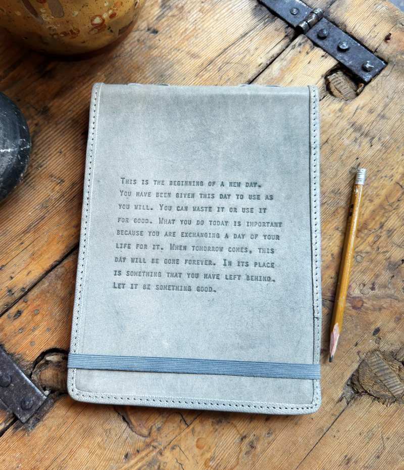 Be Happy for this Moment Large Leather Journal - Stone