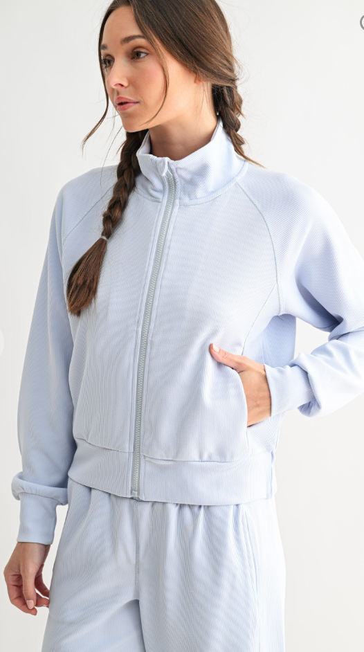 Halogen Blue Luxe Zip-Up Jacket