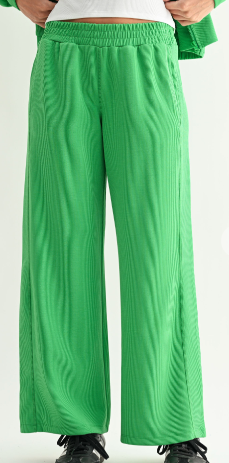 Green Pop Luxe Wide-leg Pants