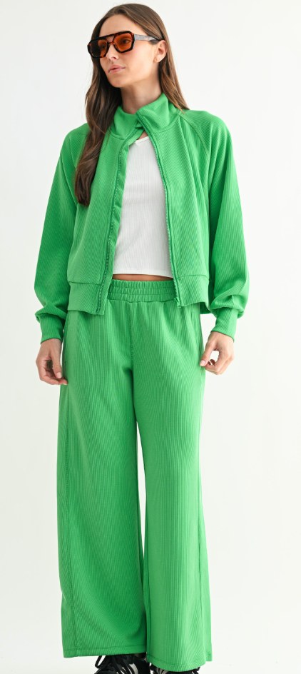 Green Pop Luxe Wide-leg Pants