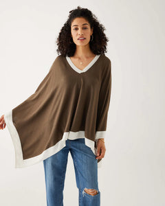 Avalon Poncho - Olive/Sea Salt
