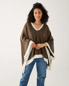 Avalon Poncho - Olive/Sea Salt