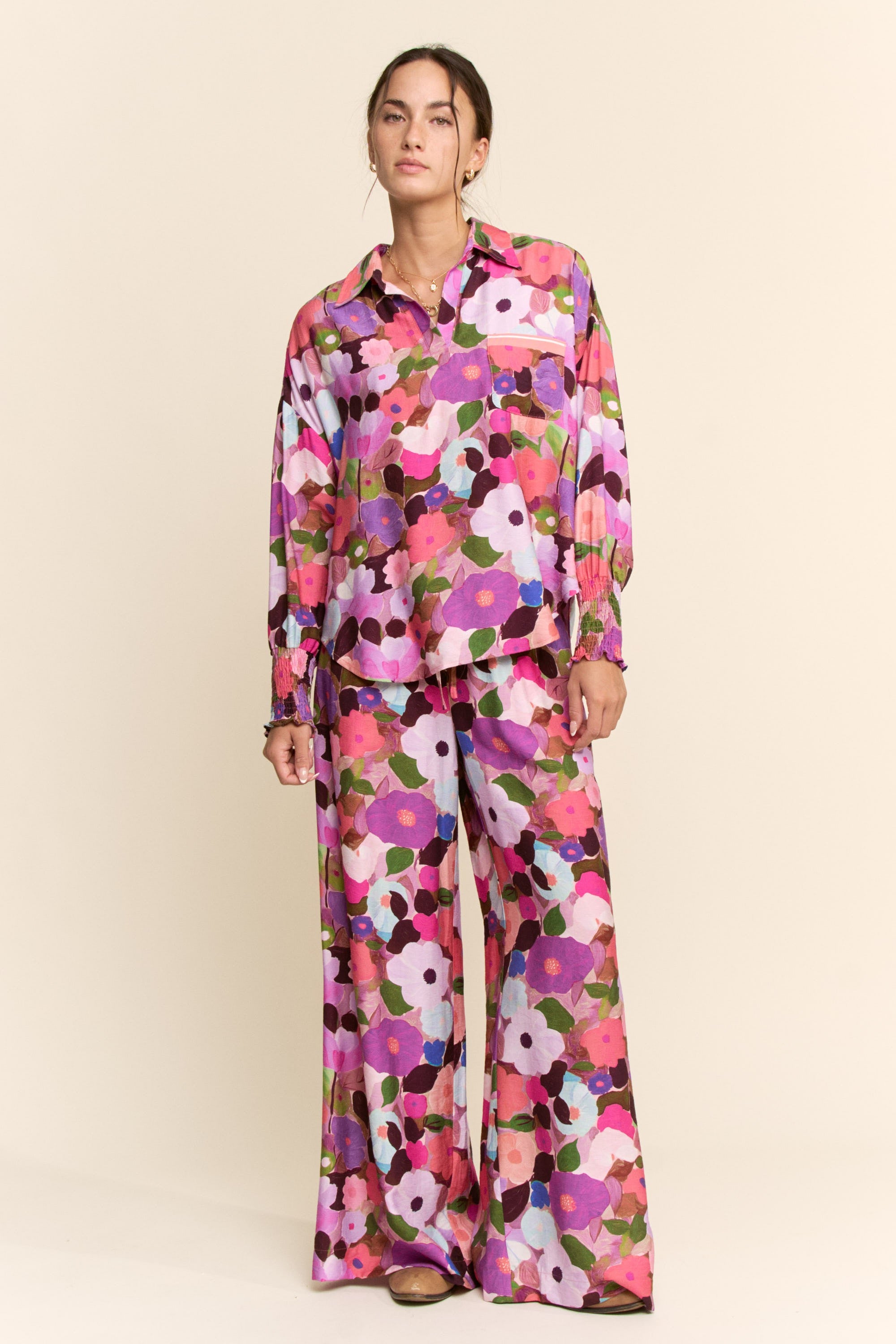 Groovy Floral Pants - Pink
