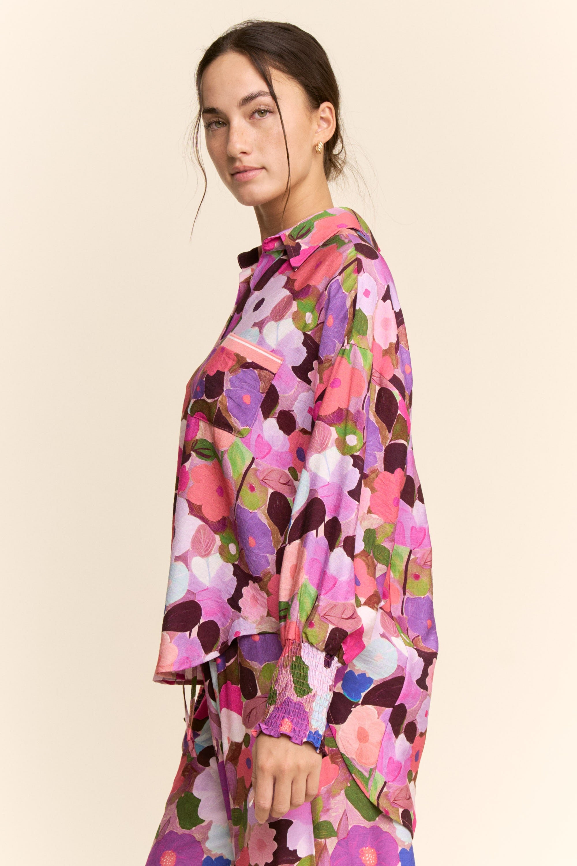 Groovy Floral Collared Blouse