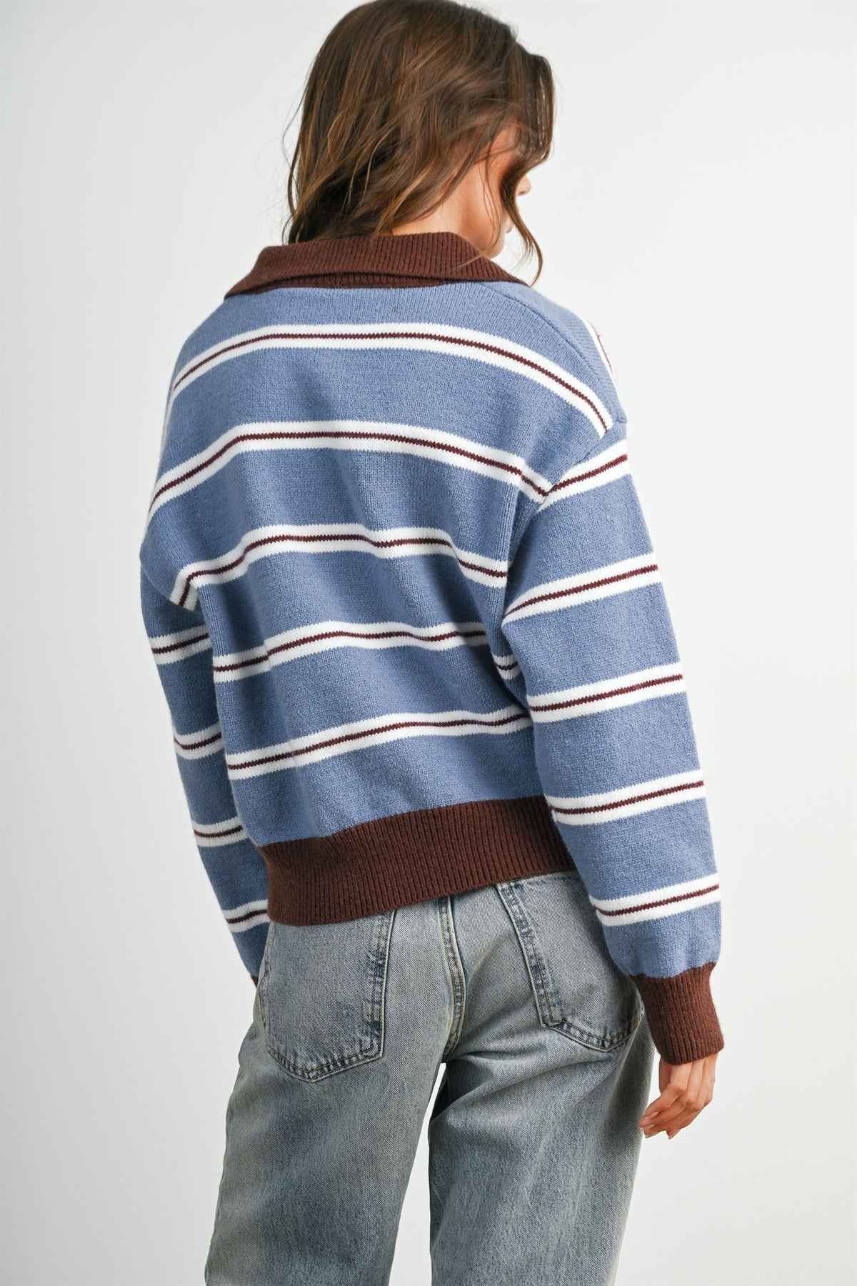 Retro Quarter Zip - Brown/Blue