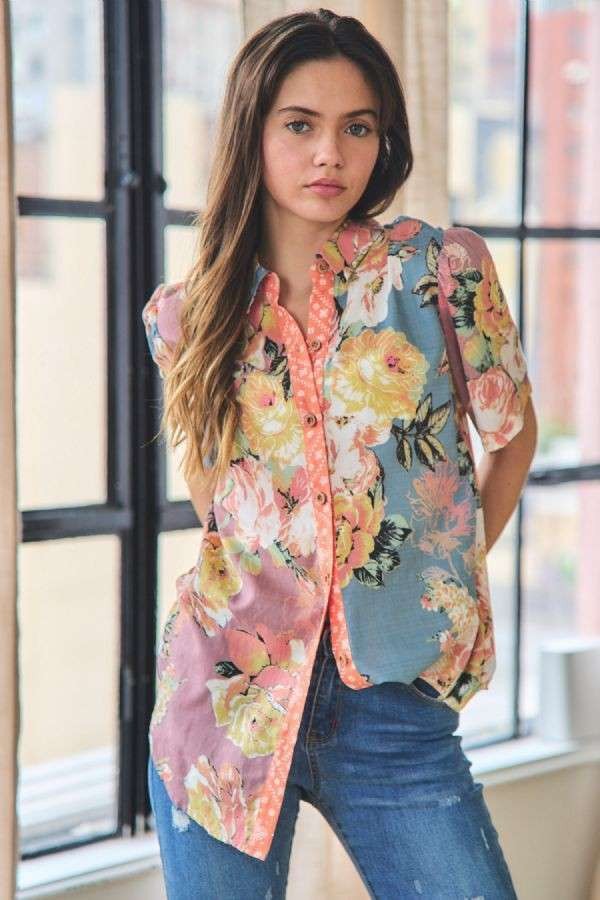 Mixed Floral Button Down