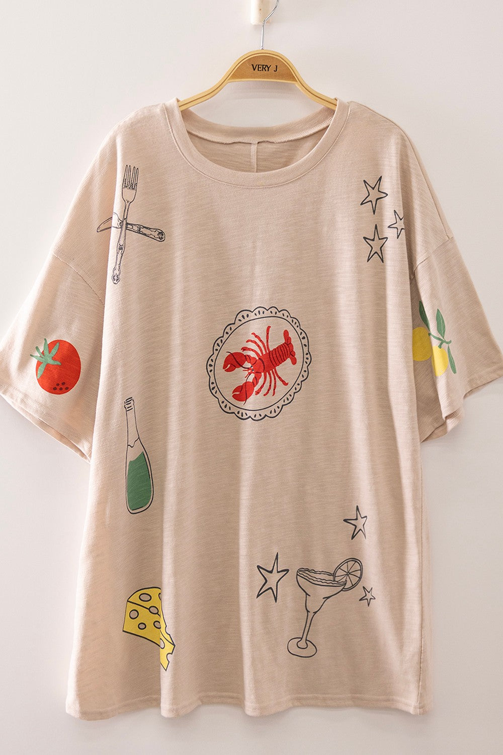 Vintage Seafood Graphic Tee - Natural