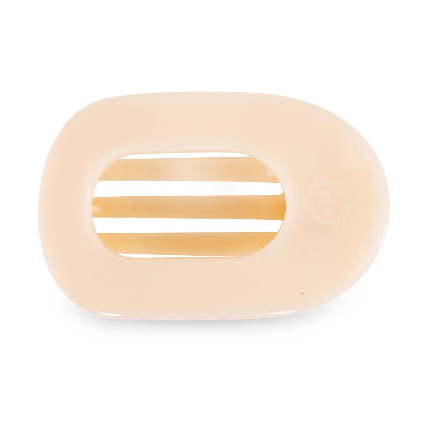 Round Flat Hair Clip Medium Almond Beige