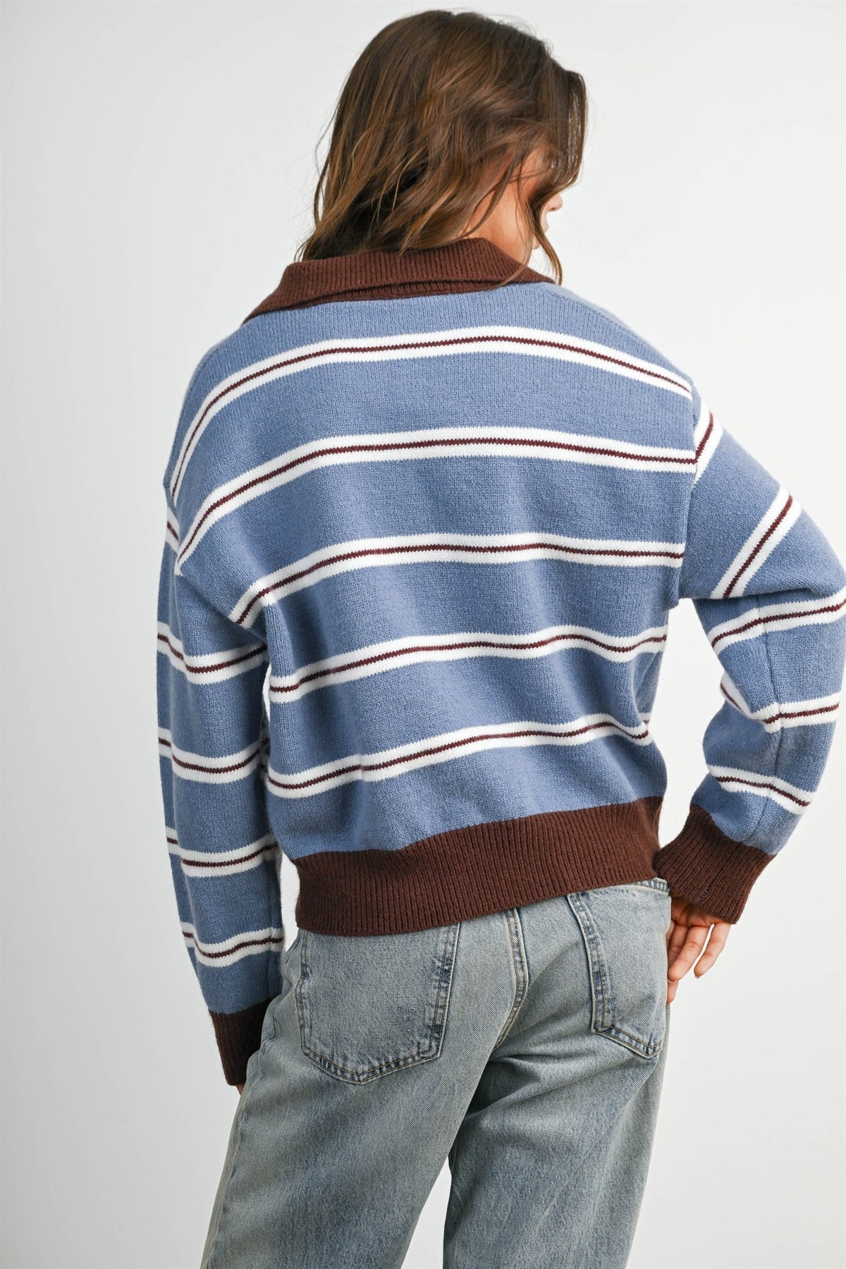 Retro Quarter Zip - Brown/Blue