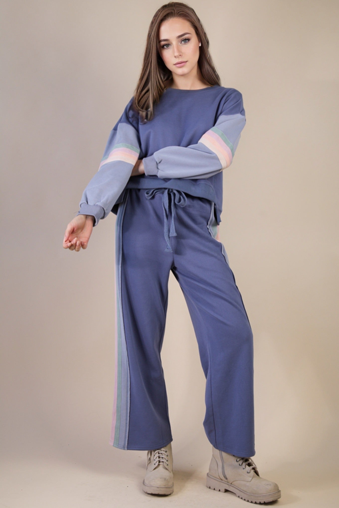 Knit Top & Pants Set - Denim