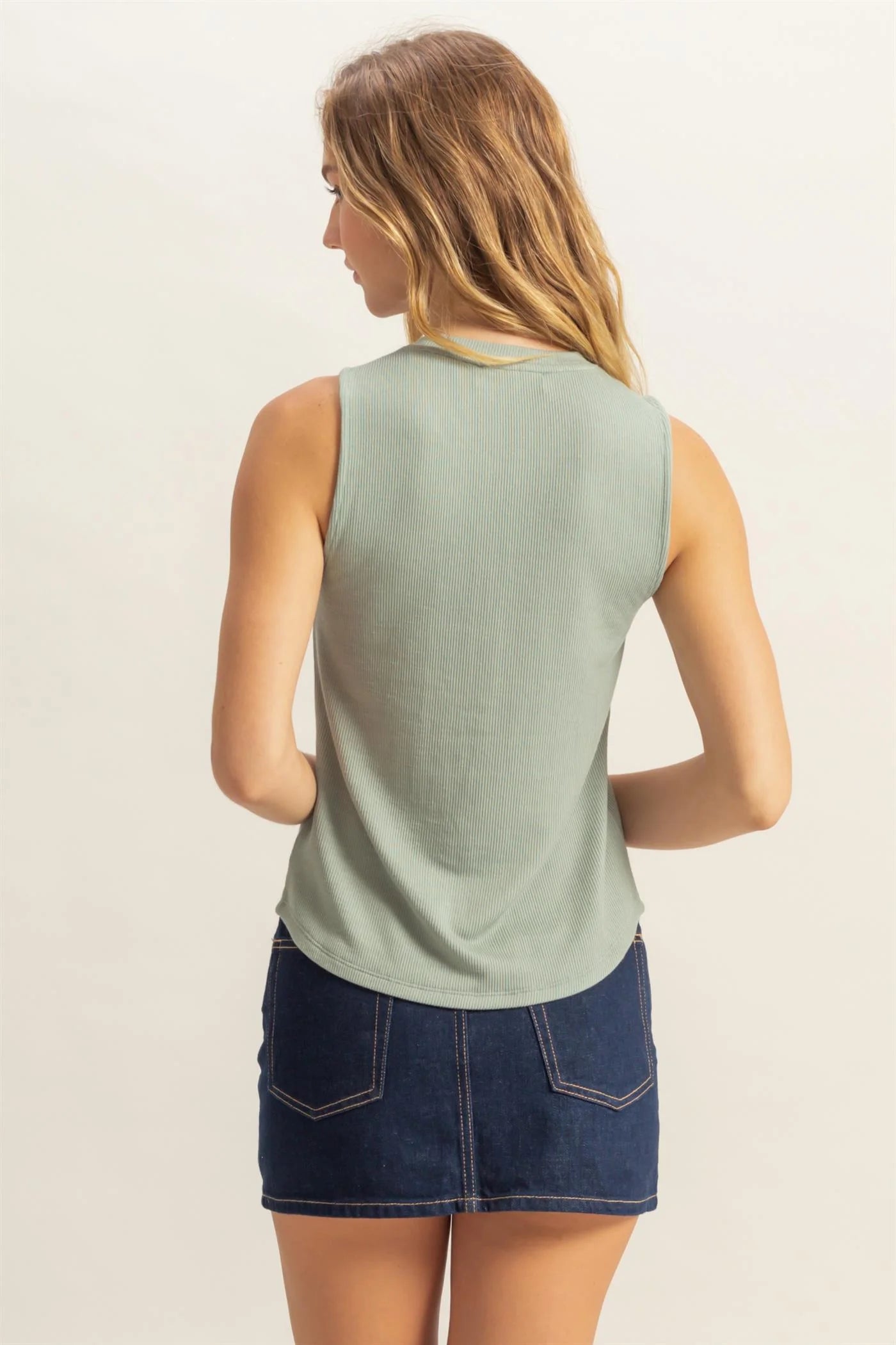 Everyday Essential Button Tank - Sage Green