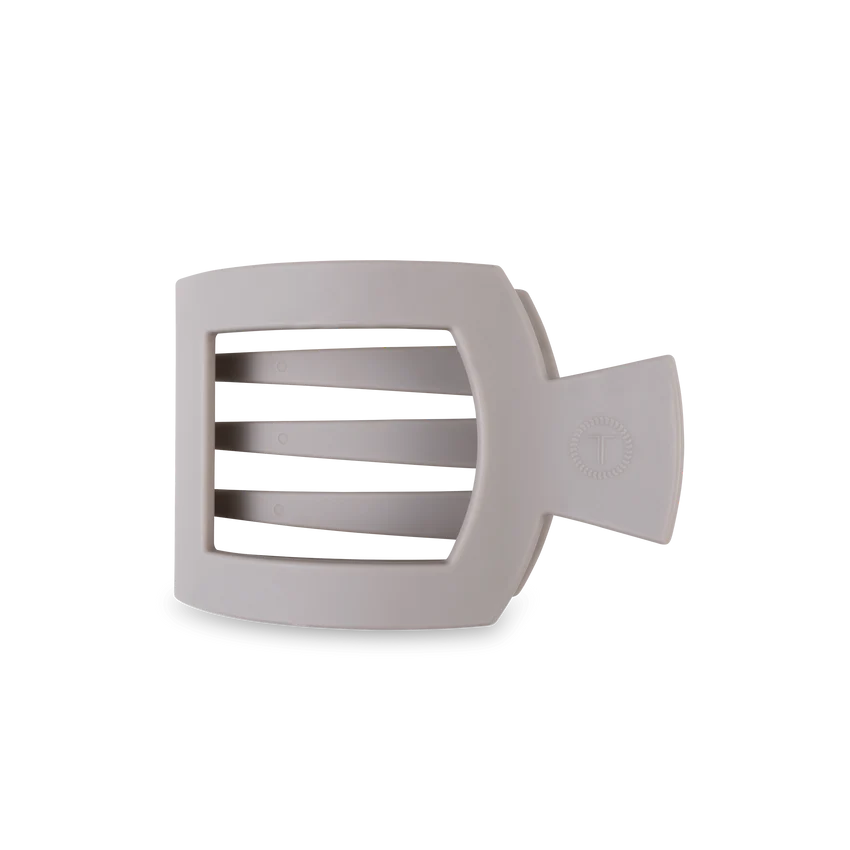 Teleties Medium Flat Square Clip - Silver Flames